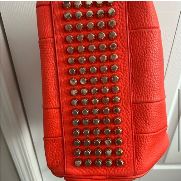 Authentic Alexander Wang Rocco Orange Pebbled Leather Studded Satchel. - Picture 6 of 16